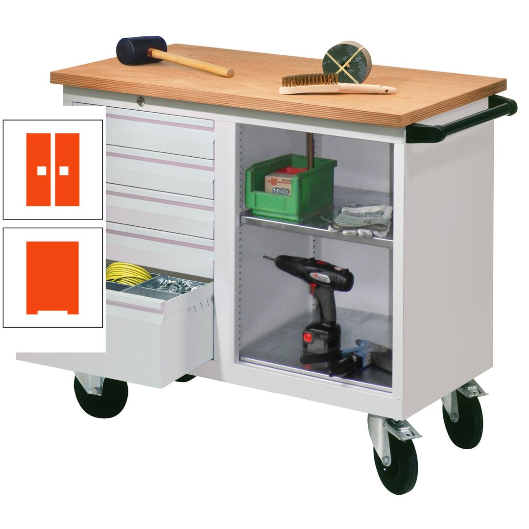 Mobile Werkbank - Werkstattwagen - 915 x 1.090 x 600 mm - 5 Schubladen und Ablagefach - anthrazitgrau