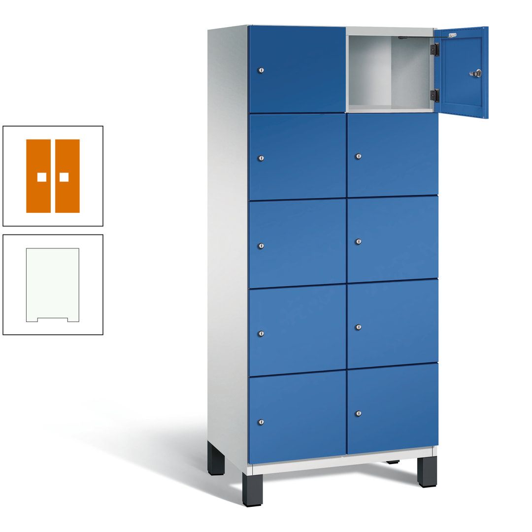 Fächerschrank, Stahlschrank, 10 Fächer, Türöffnungsbegrenzer, Füße, 1.980 x 800 x 525 mm (HxBxT), Korpus anthrazitgrau, Front anthrazitgrau