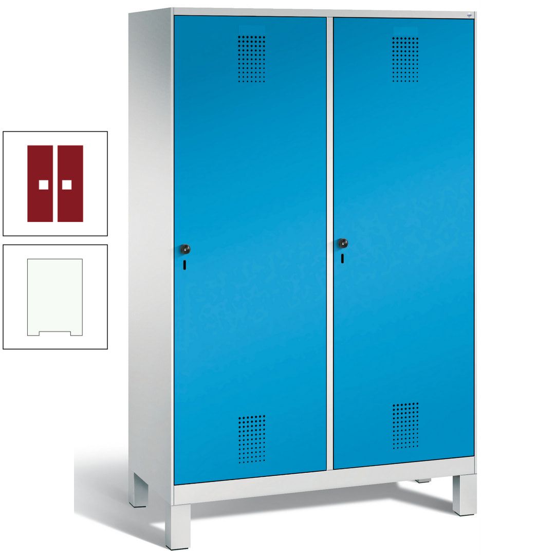 Doppel-Spind, Garderobenschrank, 2 Türen für 4 Abteile a 300 mm, Korpus anthrazitgrau, Türen anthrazitgrau, 1.850 x 1.200 x 500 mm (HxBxT)
