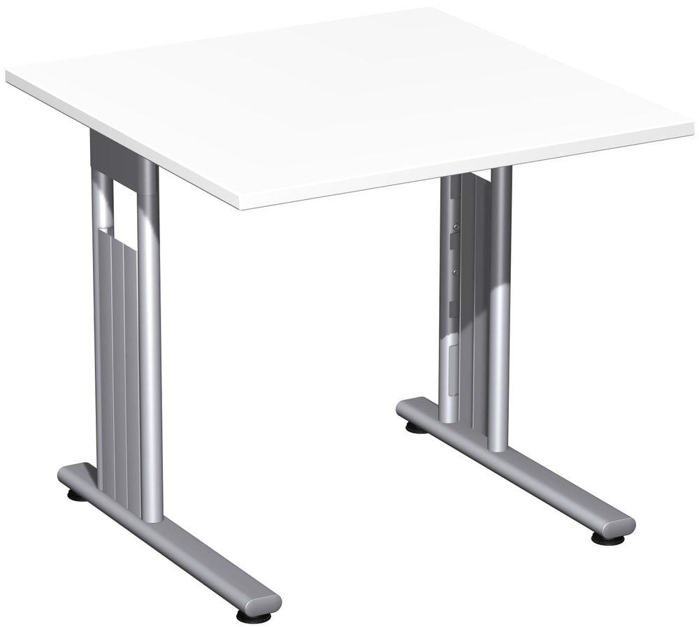Schreibtisch mit einseitig verkürzt Füßen - C-Fuß Flex - Bürotisch - Konferenztisch - 720 x 1.200 x 800 mm (HxBxT) - Dekor Ahorn - Gestell silber