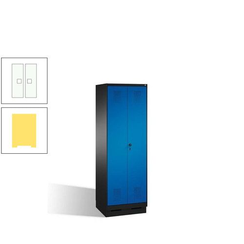 Doppel-Spind, Doppeltüren, Garderobenschrank mit Sockel, 2 Abteile a 300 mm, Korpus anthrazitgrau, Tür anthrazitgrau, 1.800 x 600 x 500 mm (HxBxT)