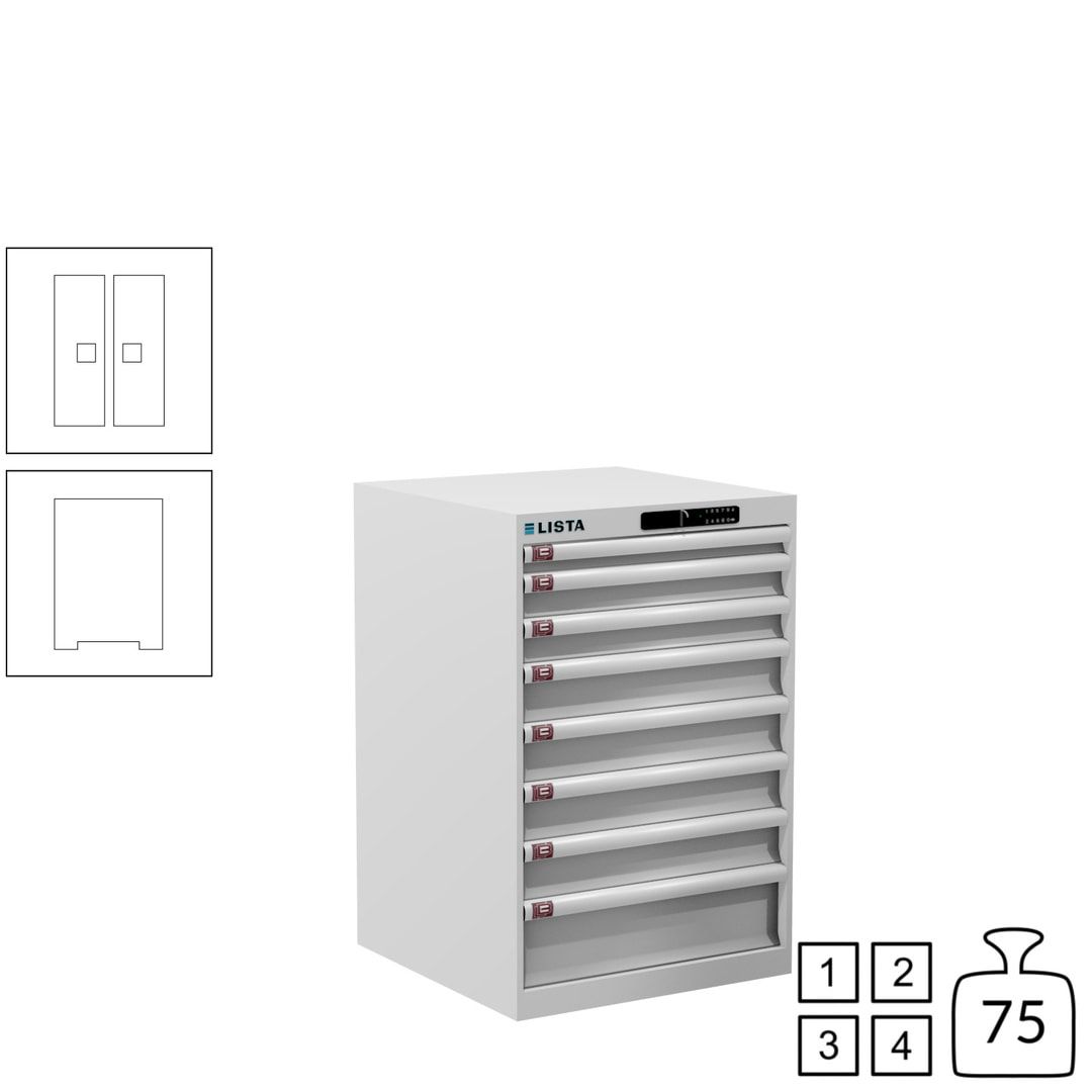 Lista Schubladenschrank - 14.250.010 - 850x564x572 mm (HxBxT) - 8 Schubladen - 75 kg - Key Lock - lichtblau (RAL 5012)
