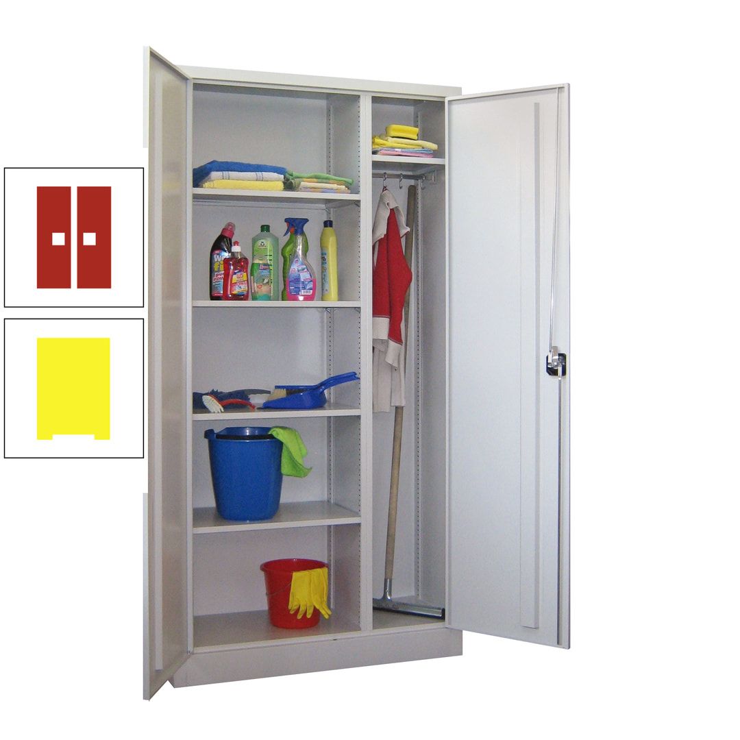 Putzschrank mit Trennwand - 1.950x1.000x400 mm (HxBxT) - Böden pulverbeschichtet - anthrazitgrau