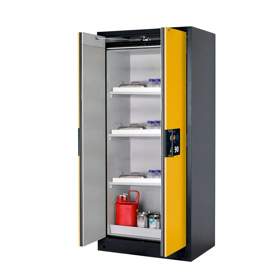 Gefahrstoffschrank - 1.953x893x615 mm - 3 Wannenböden PP - Front enzianblau