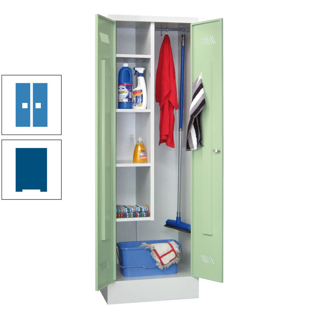 Putzschrank mit Sockel - 1 Abteil mit Trennwand - 1.850x600x500 mm (HxBxT) - Drehriegel - anthrazitgrau