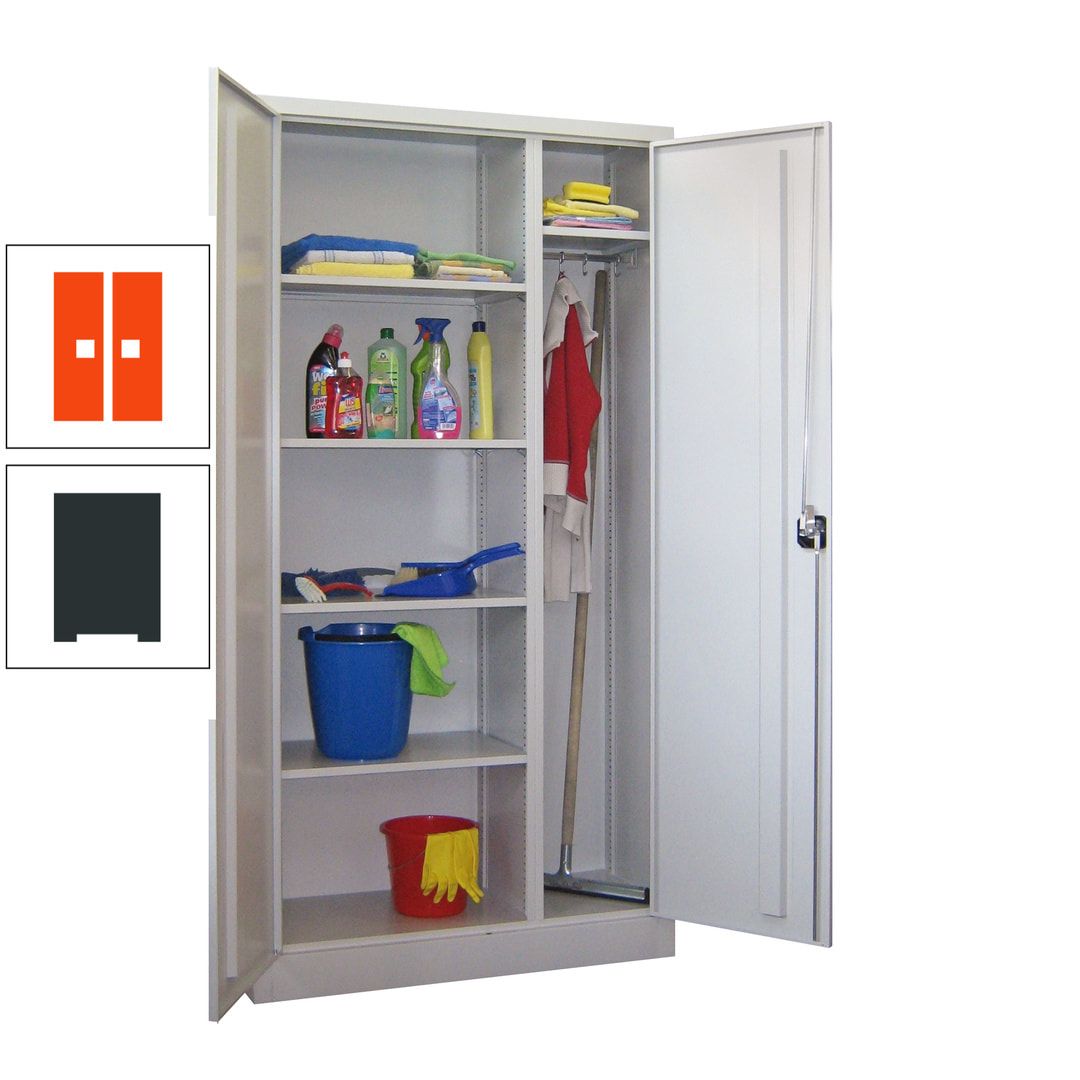 Putzschrank mit Trennwand - 1.950x1.000x400 mm (HxBxT) - Böden pulverbeschichtet - anthrazitgrau