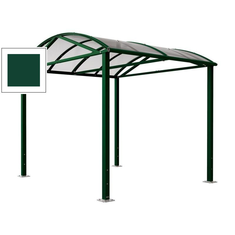 Fahrradüberdachung, Unterstand, 5 Plätze, Grundmodell, Bogendach, Entwässerung, Stahl, 2.640 x 2.520 x 2.830 mm (HxBxT), Farbe enzianblau