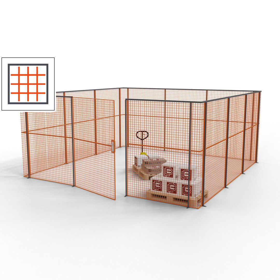 Maschinen Schutzgitter - Hallentrennwand - Sicherheitszaun - Tür - 18 m - 2.200 x 4.900 x 4.900 mm (HxBxT) - enzianblau