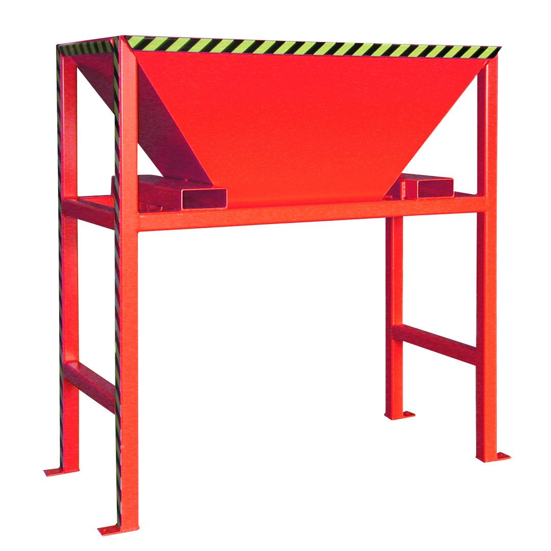 Befülltrichter für Big-Bags und Container - mit Ständer - 2.050 x 1.980 x 980 mm (HxBxT) - feuerrot (RAL 3000)