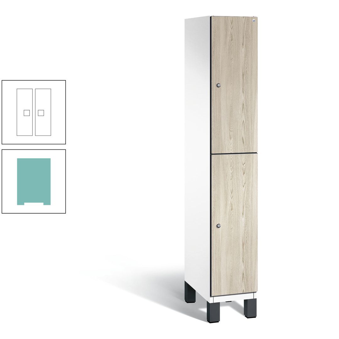 Fächerschrank, Garderobenschrank, mit Füßen, 1 Abteile, 1.980 x 300 x 525 mm (HxBxT), Korpus anthrazitgrau, Tür Donau-Ahorn