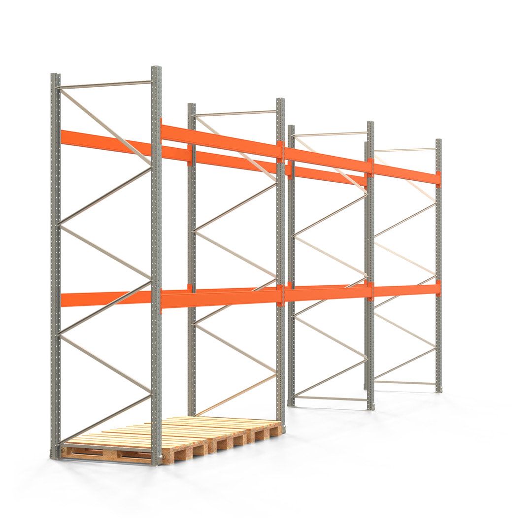 Palettenregal ARTUS - 3 Ebenen - Fachlast 3.000 kg - 3.500 x 11.225 x 1.100 mm (HxBxT) - 4 Felder - Schwerlastregal