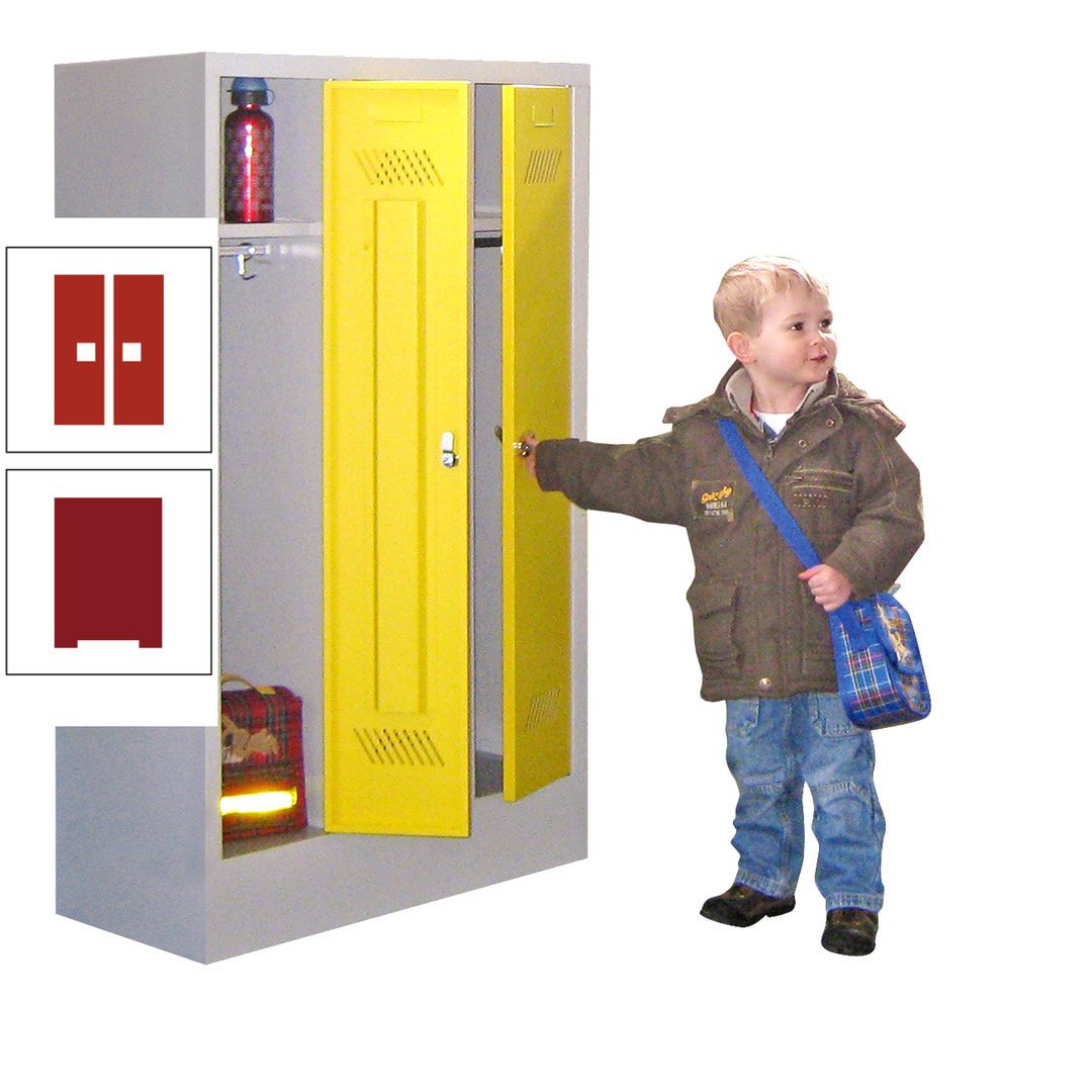 Spindschrank f. Kindergärten - mit Sockel - Höhe 1.300 mm - 2 Abteile a 250 mm - Drehriegel - anthrazitgrau