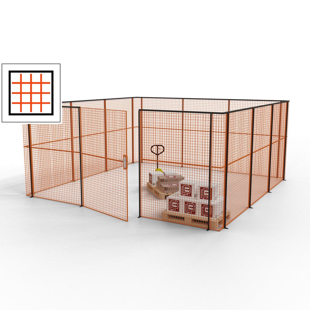 Maschinen Schutzgitter - Hallentrennwand - Sicherheitszaun - Tür - 18 m - 2.200 x 4.900 x 4.900 mm (HxBxT) - enzianblau