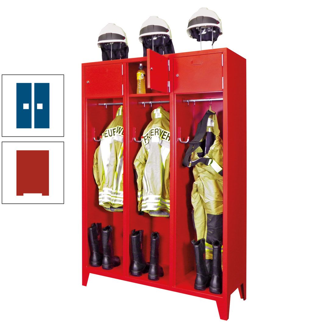 Feuerwehrschrank - 2 Abteile - Ablagefach mit Tür, Etikettenrahmen - 2.100 x 830 x 500 mm (HxBxT) - anthrazitgrau