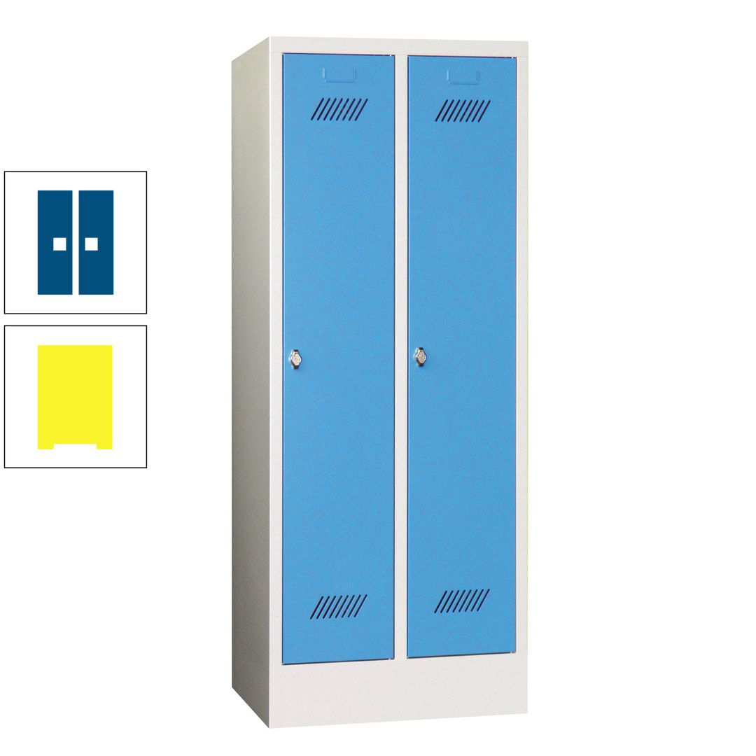 Spindschrank f. Schulen - mit Sockel - Höhe 1.600 mm - 2 Abteile a 300 mm - Drehriegel - anthrazitgrau