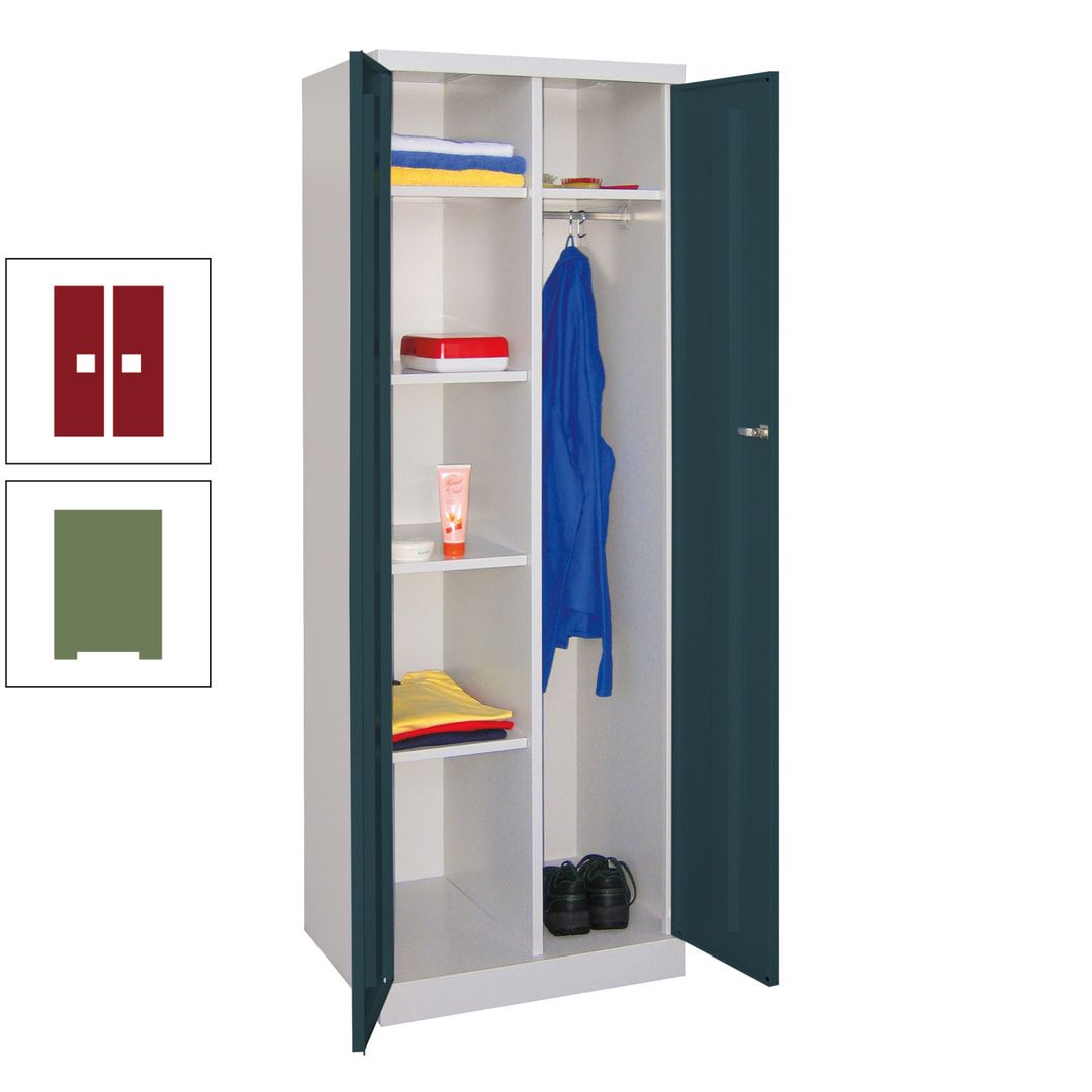 Kleiderschrank mit Sockel - Spind - 1 Abteil mit Trennwand - 1.800x600x500 mm (HxBxT) - Zylinderschloss - anthrazitgrau