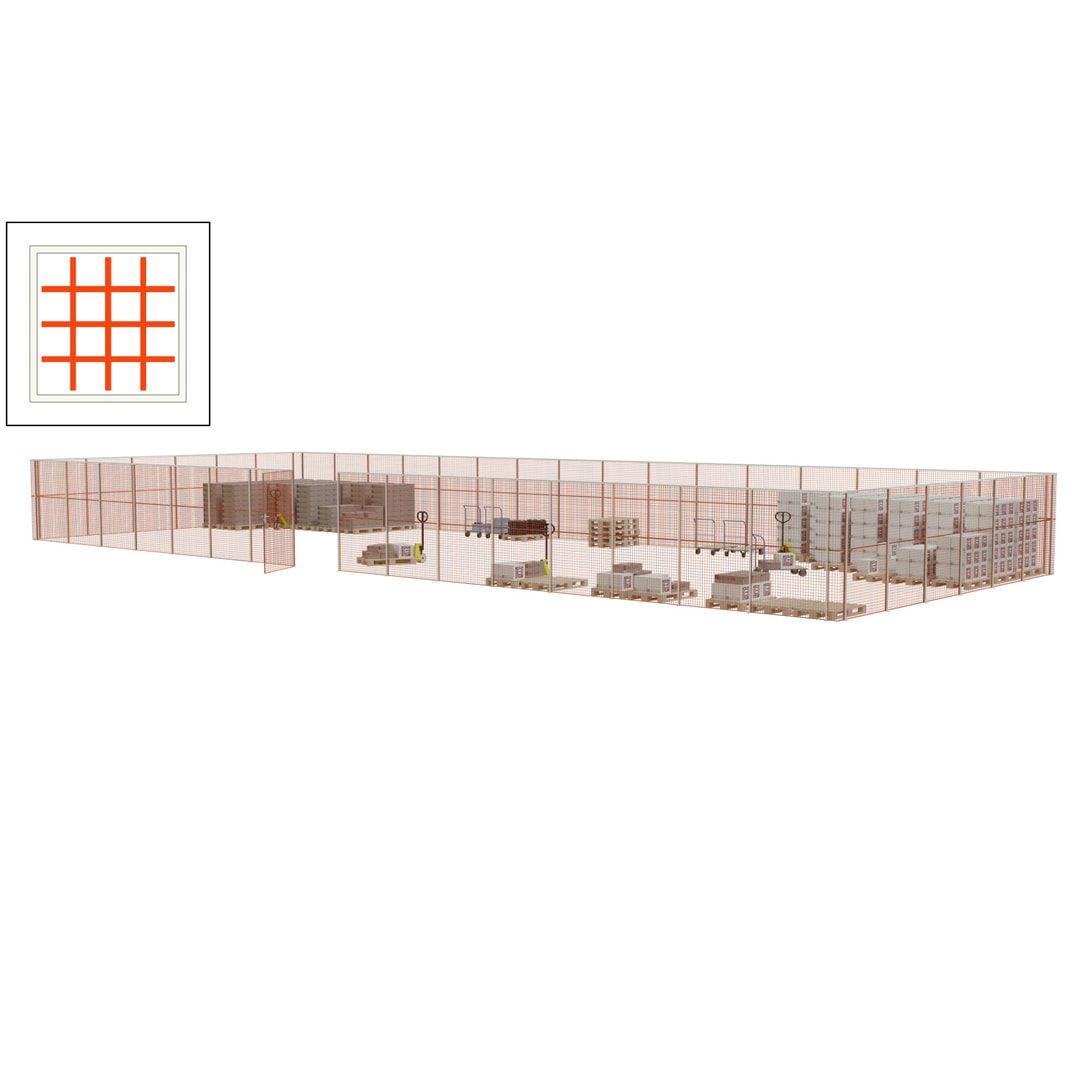 Maschinen Schutzgitter - Hallentrennwand - Sicherheitszaun - Tür - 66 m - 2.200 x 24.400 x 9.400 mm (HxBxT) - enzianblau