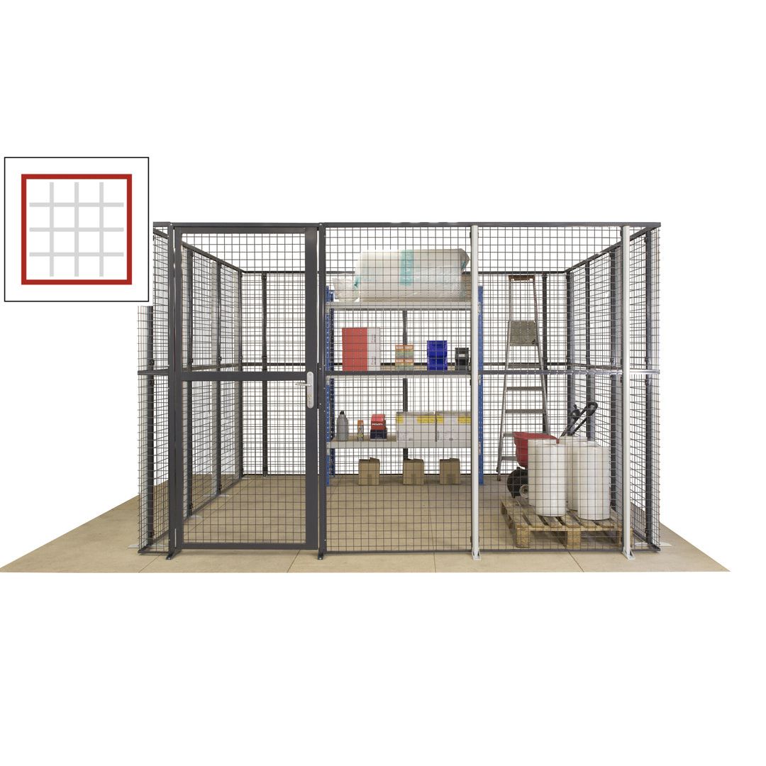 Maschinen Schutzgitter - Hallentrennwand - Sicherheitszaun - Tür - 108 m - 2.200 x 33.400 x 21.400 mm (HxBxT) - enzianblau