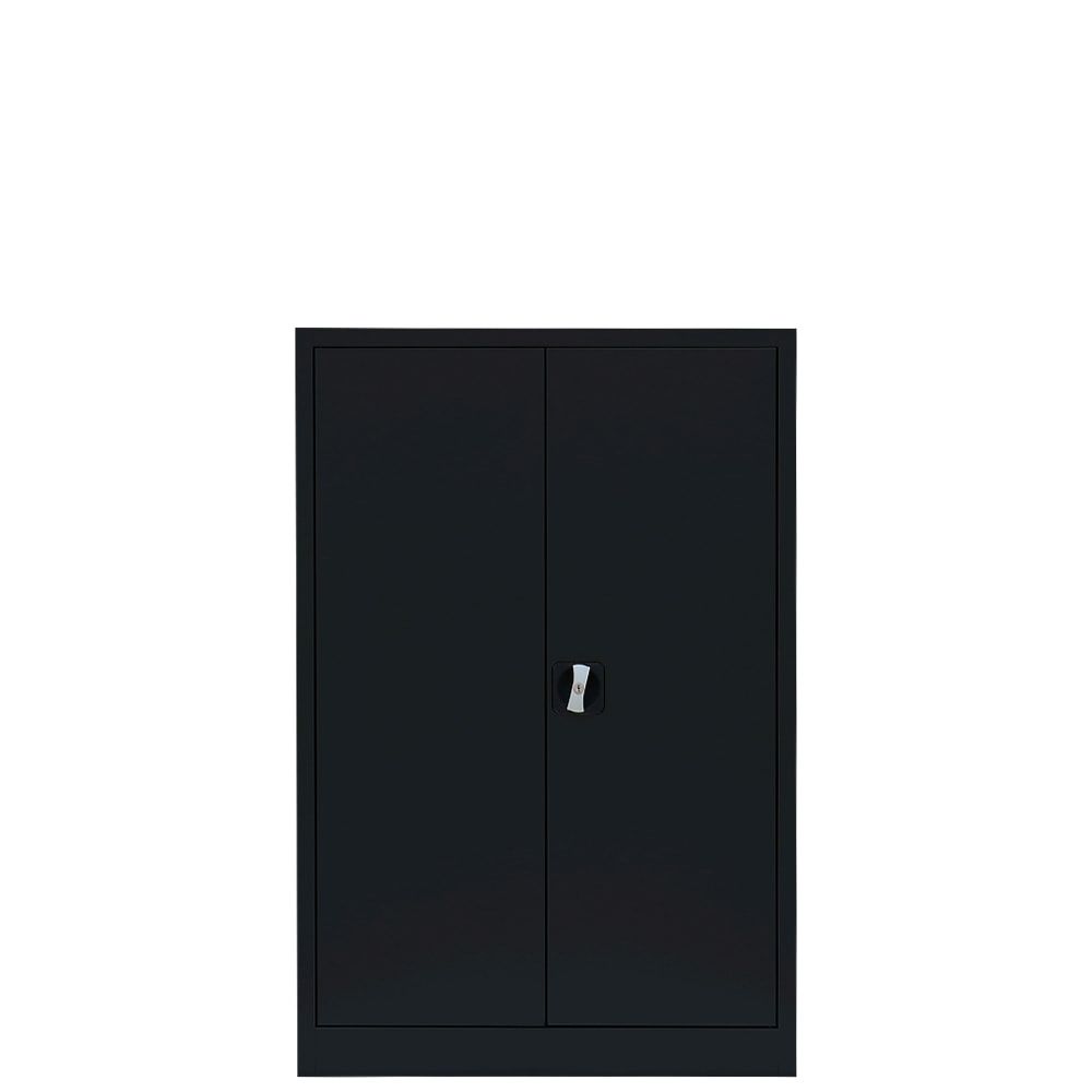 Aktenschrank, Büroschrank, abschließbar, Flügeltüren, 2 Fachböden, 1.200 x 800 x 383 mm (HxBxT), Stahl, Korpus und Türen in lichtgrau