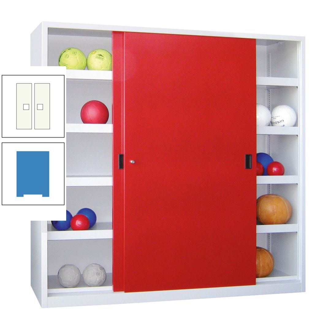 Ballschrank - Schiebetüren - Trennwand - 8 Böden - 1.950x1.500x600 mm (HxBxT) - anthrazitgrau