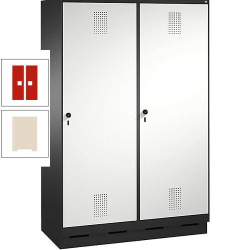 Doppel-Spind, Garderobenschrank, 2 Türen für 4 Abteile a 300 mm, Korpus anthrazitgrau, Türen anthrazitgrau, 1.800 x 1.200 x 500 mm (HxBxT)