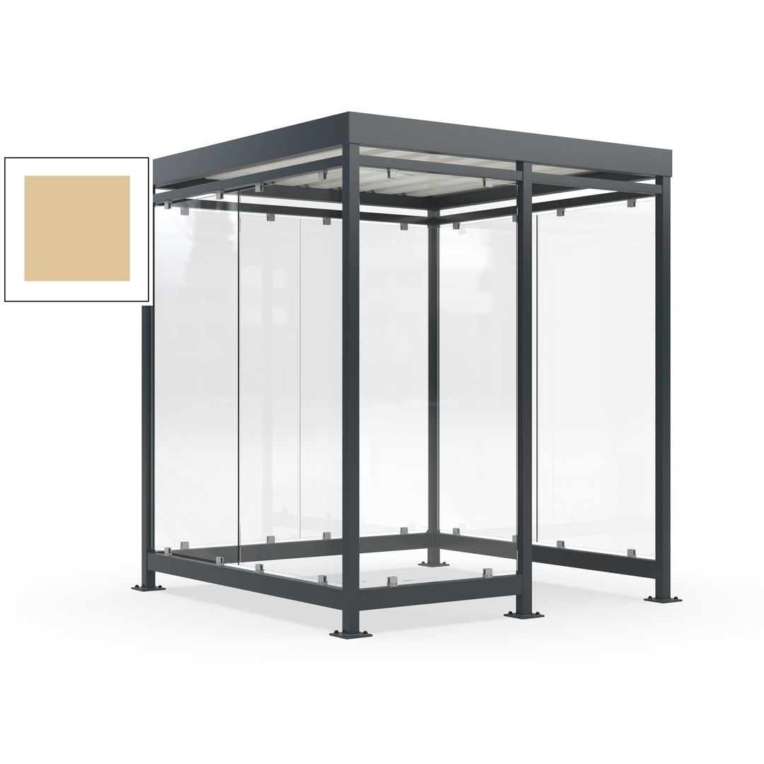 Raucherunterstand, Bushaltestelle, 7 Wände, 6-7 Personen, 2.510 x 2.165 x 2.165 mm (HxBxT), Farbe Achatgrau