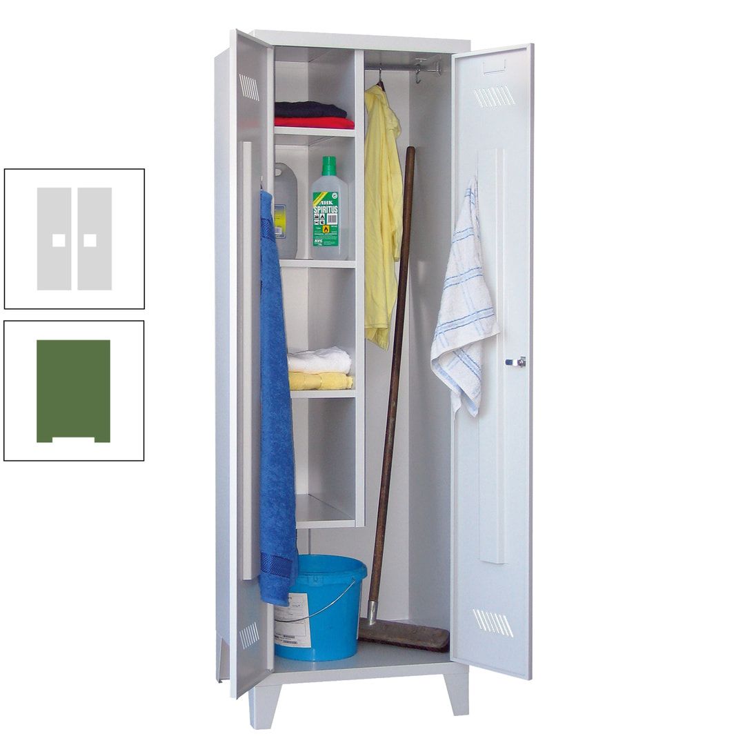 Putzschrank mit Füßen - 1 Abteil mit Trennwand - 1.850x600x500 mm (HxBxT) - Drehriegel - anthrazitgrau