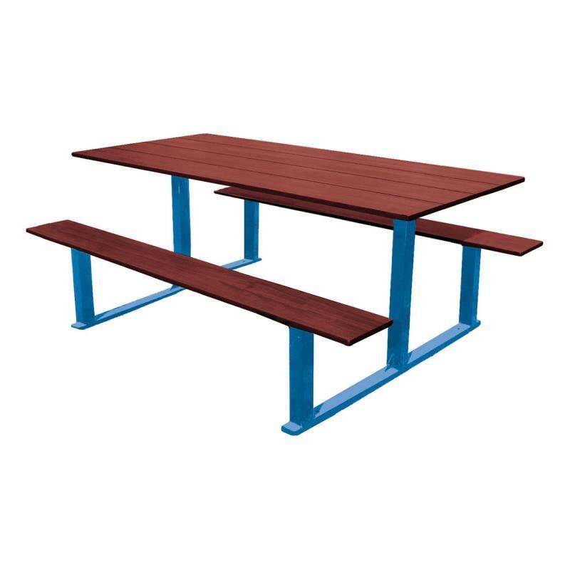 Picknicktisch - Sitzgarnitur - stationär - Holz mit Mahagoni-Optik - 750 x 1.500 x 1.300 mm (HxBxT) - Farbe enzianblau