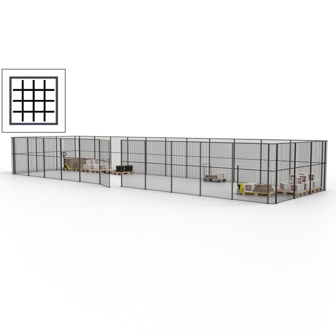 Maschinen Schutzgitter - Hallentrennwand - Sicherheitszaun - Tür - 42 m - 2.200 x 16.900 x 4.900 mm (HxBxT) - enzianblau