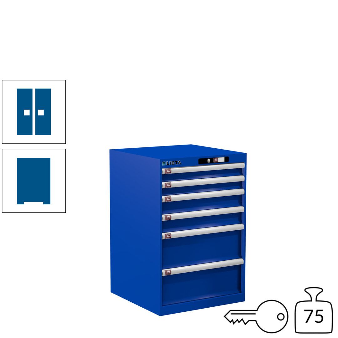 Lista Schubladenschrank - 14.258.010 - 850x564x572 mm (HxBxT) - 6 Schubladen - 75 kg - Key Lock - lichtblau (RAL 5012)