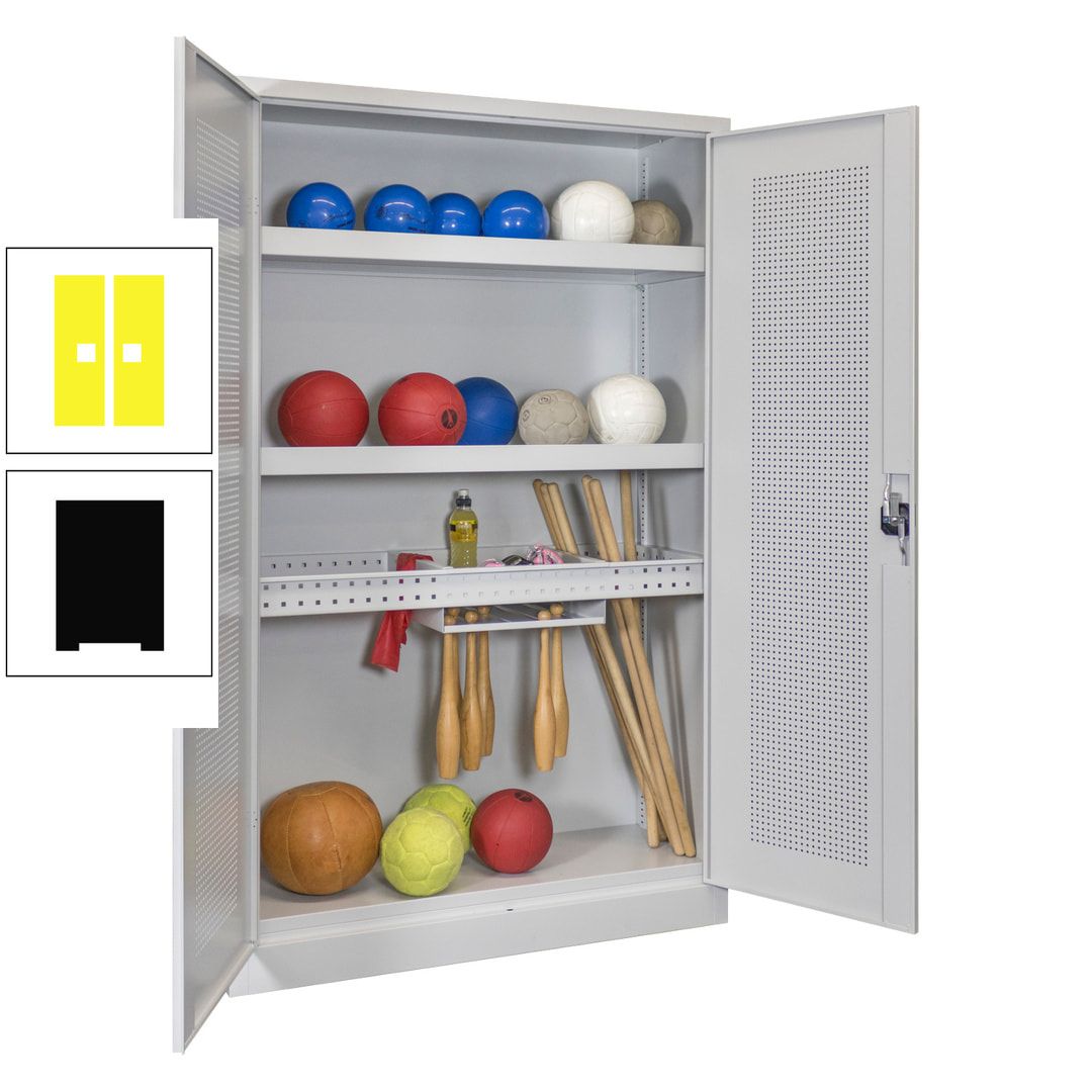 Sportschrank - Lochfeldtüren - Variante 2 - 1.950x1.200x500 mm (HxBxT) - anthrazitgrau