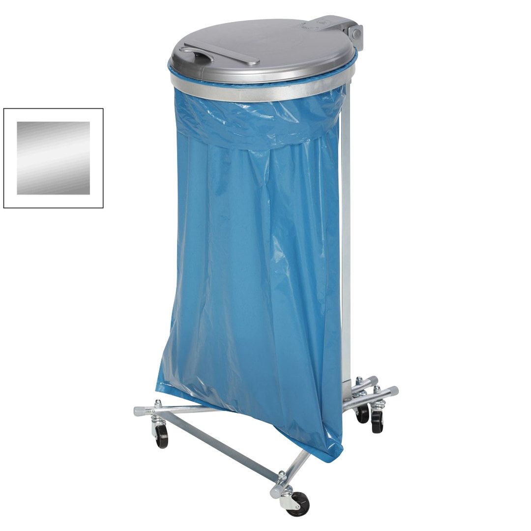 Müllsackhalter zur Wandmontage - für einen 120 l Sack - 400 x 510 mm (BxT) - enzianblau - Deckel Feuerverzinkt