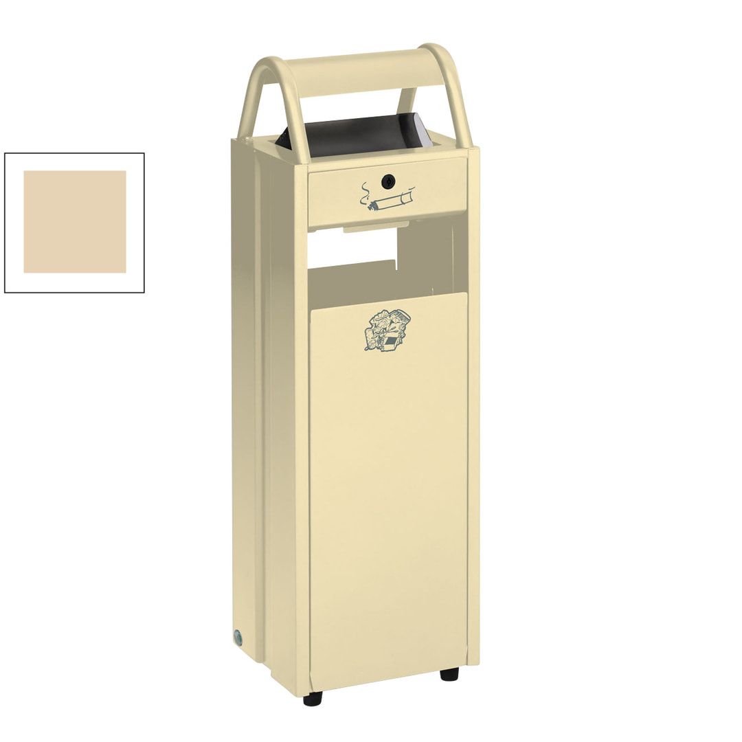 Abfallsammler mit Ascher und Schutzdach - Volumen 35 l - Ascher 5 l - 960 x 300 x 250 mm (HxBxT) - enzianblau