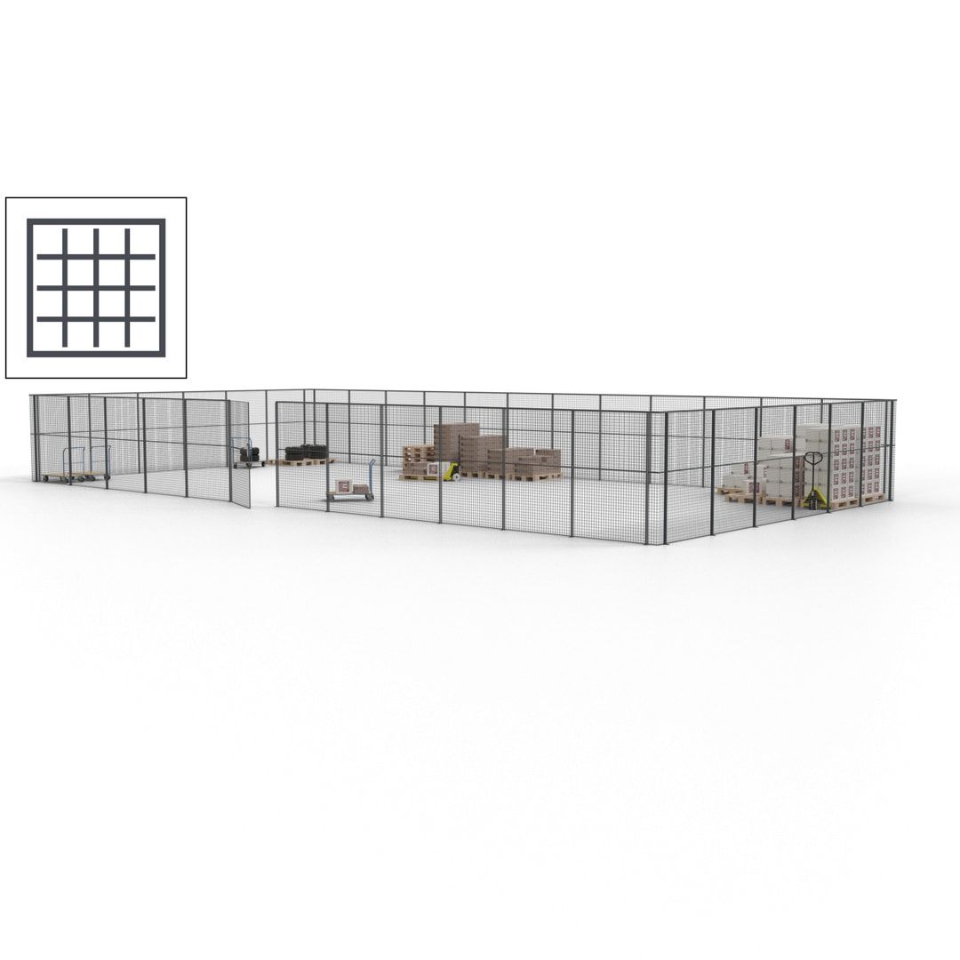Maschinen Schutzgitter - Hallentrennwand - Sicherheitszaun - Tür - 54 m - 2.200 x 18.400 x 9.400 mm (HxBxT) - enzianblau