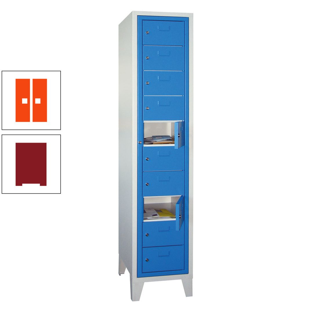 Schließfachschrank - Wäscheausgabeschrank - 10 Fächer a 315 mm - 1.850x400x500 mm (HxBxT) - Füße - Zylinderschloss - anthrazitgrau