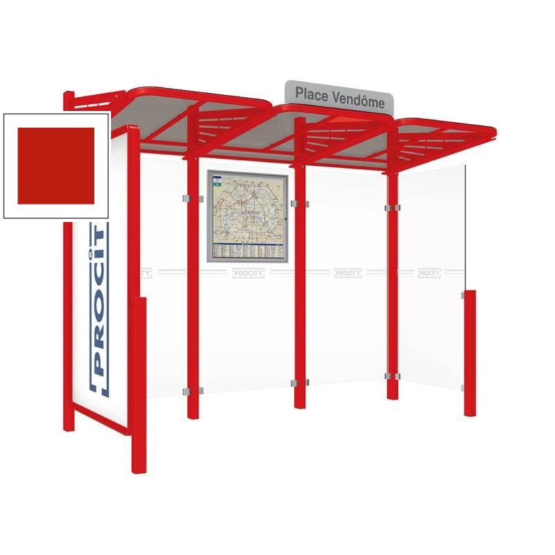 Buswartehalle - Unterstand - Fahrplankasten - Haltestellenschild - Schaukasten - Seitenwand - 2.200 x 3.000 x 1.500 mm (HxBxT) - Farbe enzianblau