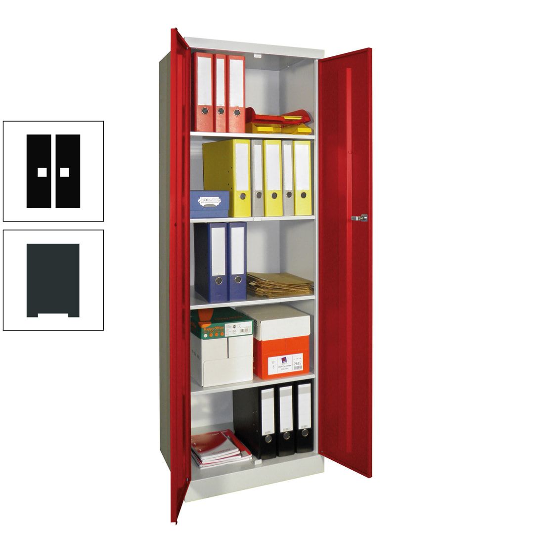 Aktenschrank - Sockel - 4 Böden - 1.800x600x500 mm (HxBxT) - Zylinderschloss - anthrazitgrau