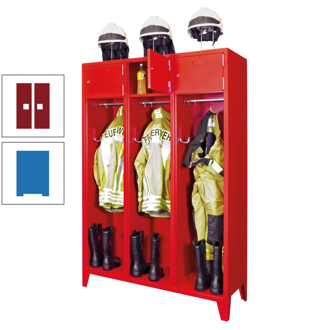 Feuerwehrschrank - 2 Abteile - Ablagefach mit Tür, Etikettenrahmen - 2.100 x 830 x 500 mm (HxBxT) - anthrazitgrau