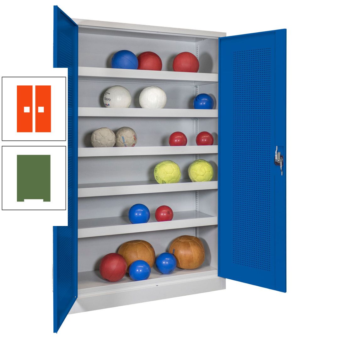 Ballschrank - Lochfeldtüren - 5 Böden - 1.950x1.200x500 mm (HxBxT) - anthrazitgrau