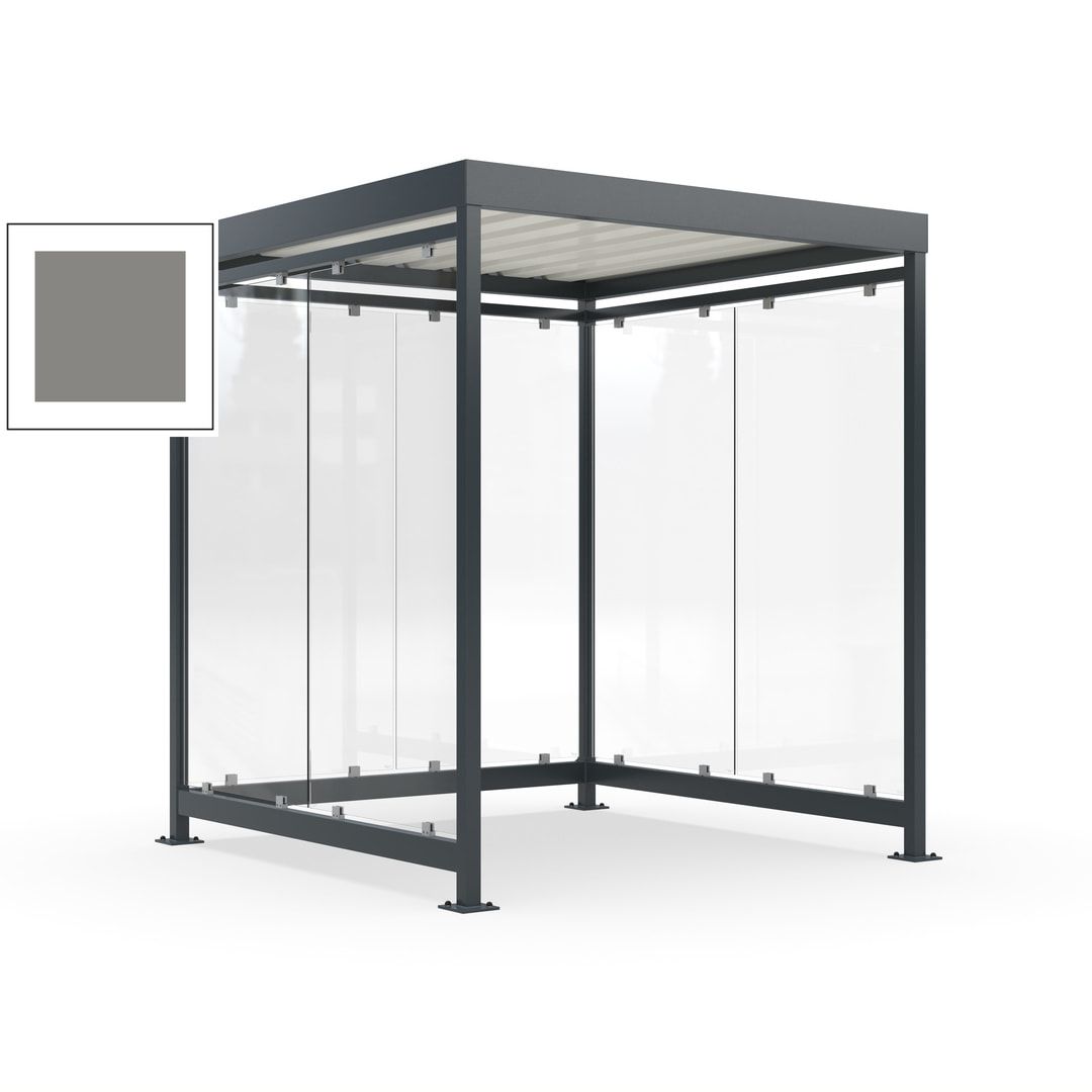 Raucherunterstand, Bushaltestelle, 6-7 Personen, 6 Wände, 2.510 x 2.165 x 2.165 mm (HxBxT), Achatgrau