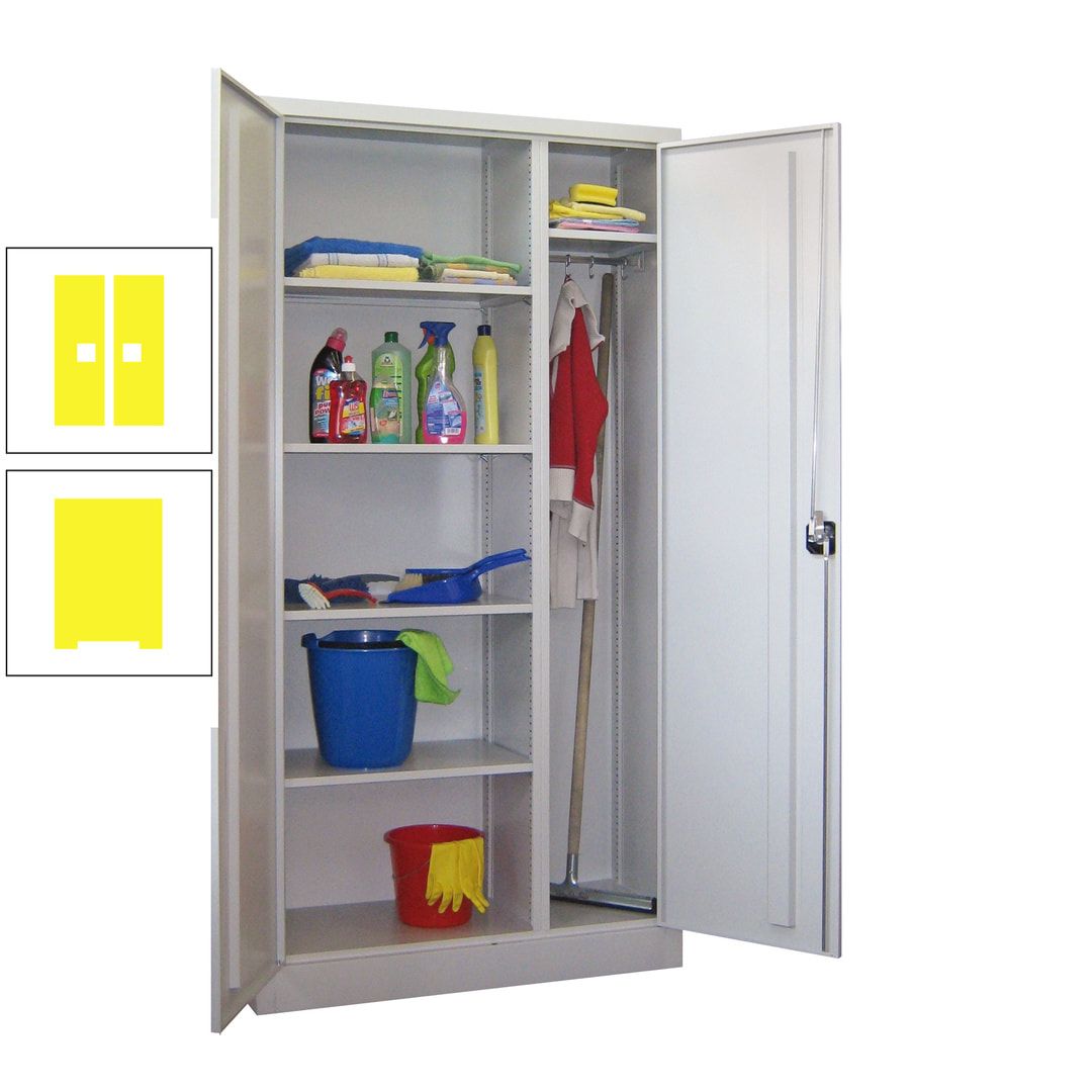 Putzschrank mit Trennwand - 1.950x1.000x400 mm (HxBxT) - Böden pulverbeschichtet - anthrazitgrau