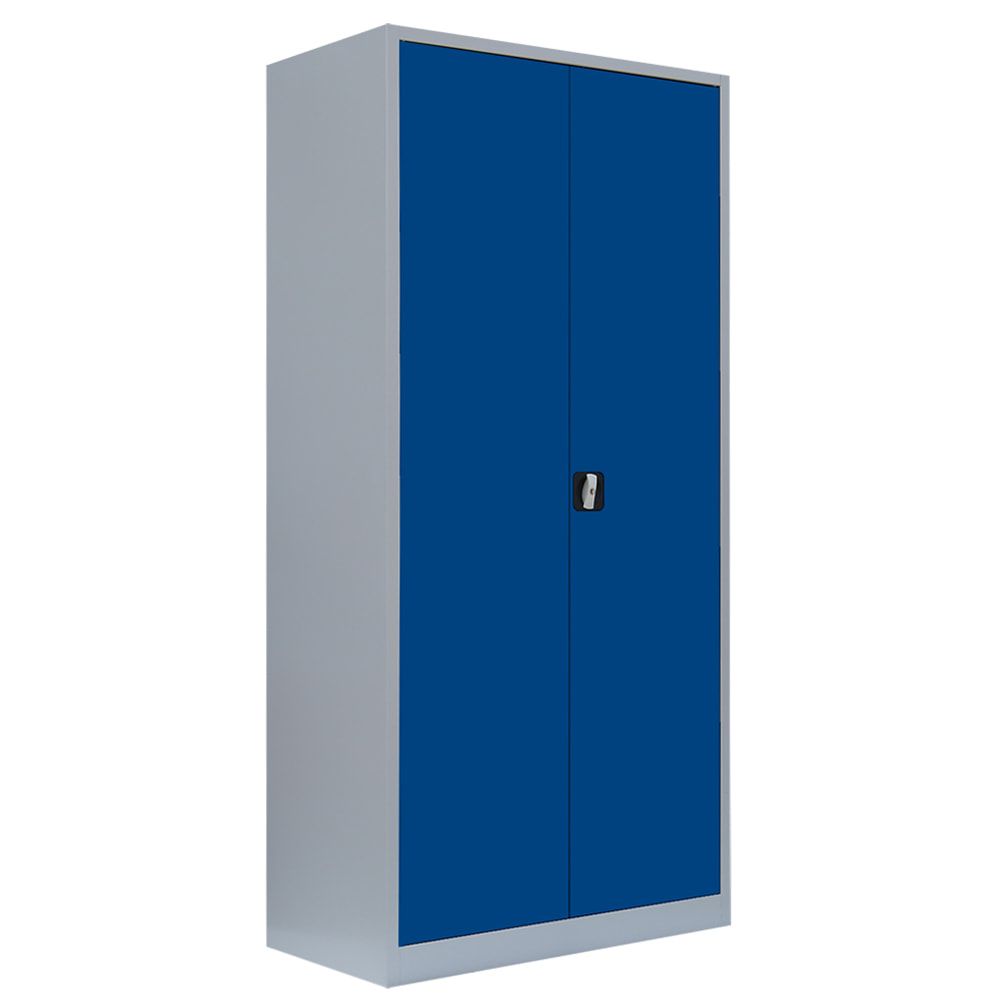 Aktenschrank, Büroschrank, abschließbar, Flügeltüren, 4 Fachböden, 1.950 x 925 x 600 mm (HxBxT), Stahl, Korpus und Türen in lichtgrau