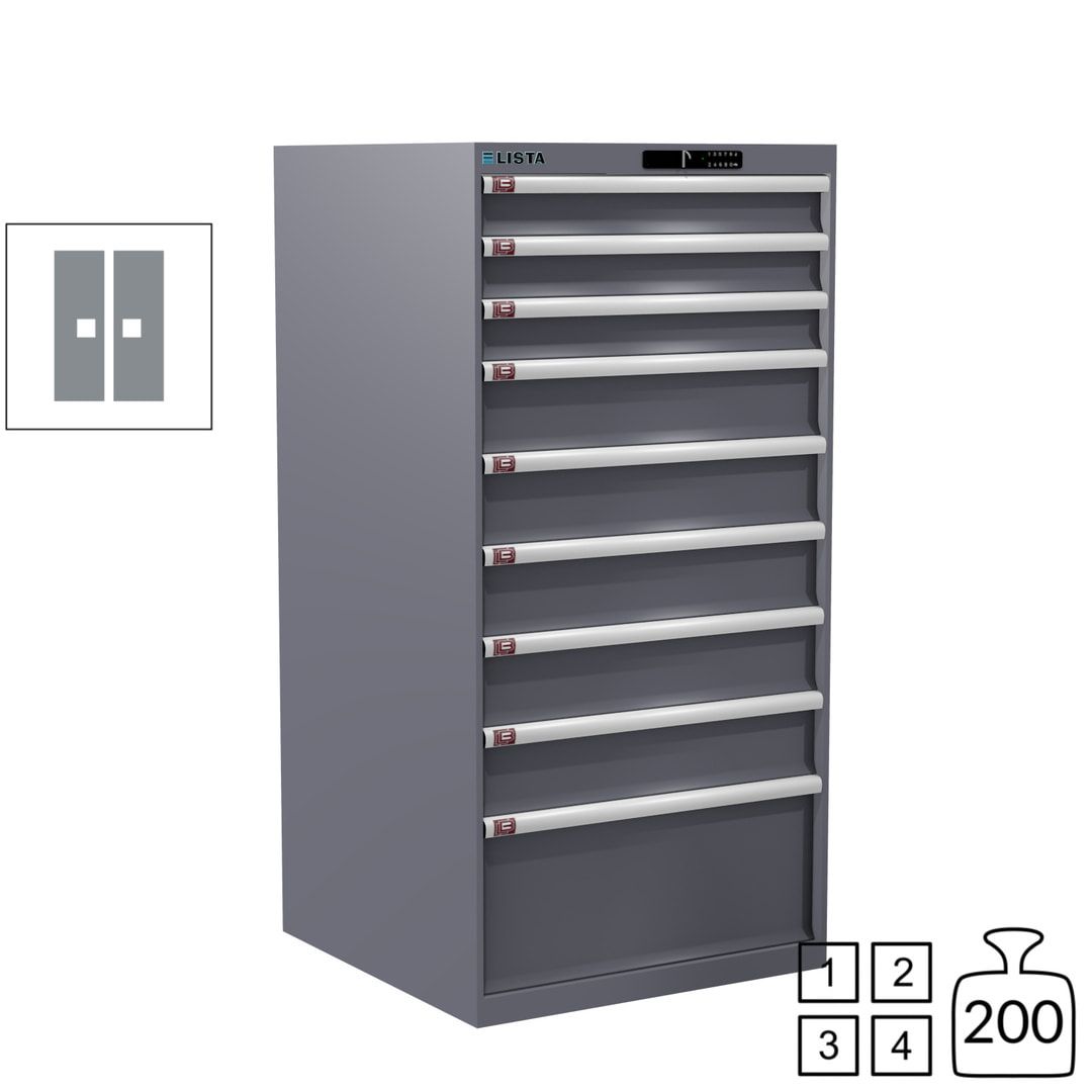Lista Schubladenschrank - 13.106.010 - 1.450x717x725 mm (HxBxT) - 9 Schubladen - 200 kg - Key Lock - lichtblau (RAL 5012)