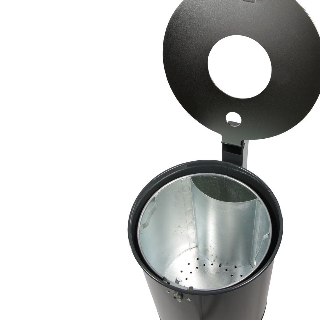Abfallbehälter mit Pfosten - Edelstahldeckel - 50 l - mit Ascher - anthrazitgrau