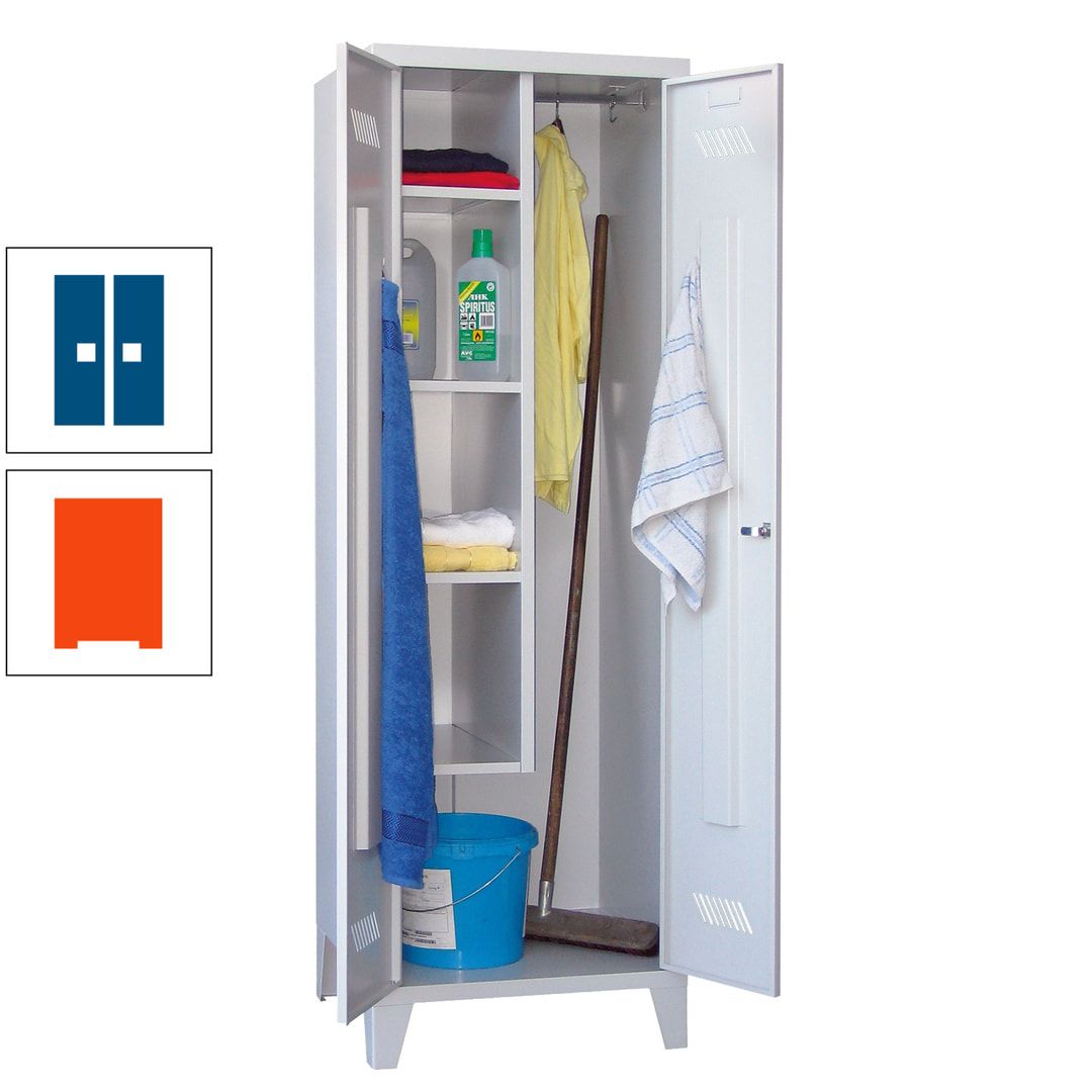 Putzschrank mit Füßen - 1 Abteil mit Trennwand - 1.850x600x500 mm (HxBxT) - Drehriegel - anthrazitgrau