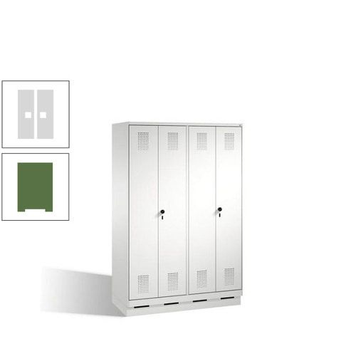 Doppel-Spind, Doppeltüren, Garderobenschrank mit Sockel, 4 Abteile a 300 mm, Korpus anthrazitgrau, Tür anthrazitgrau, 1.800 x 1.200 x 500 mm (HxBxT)