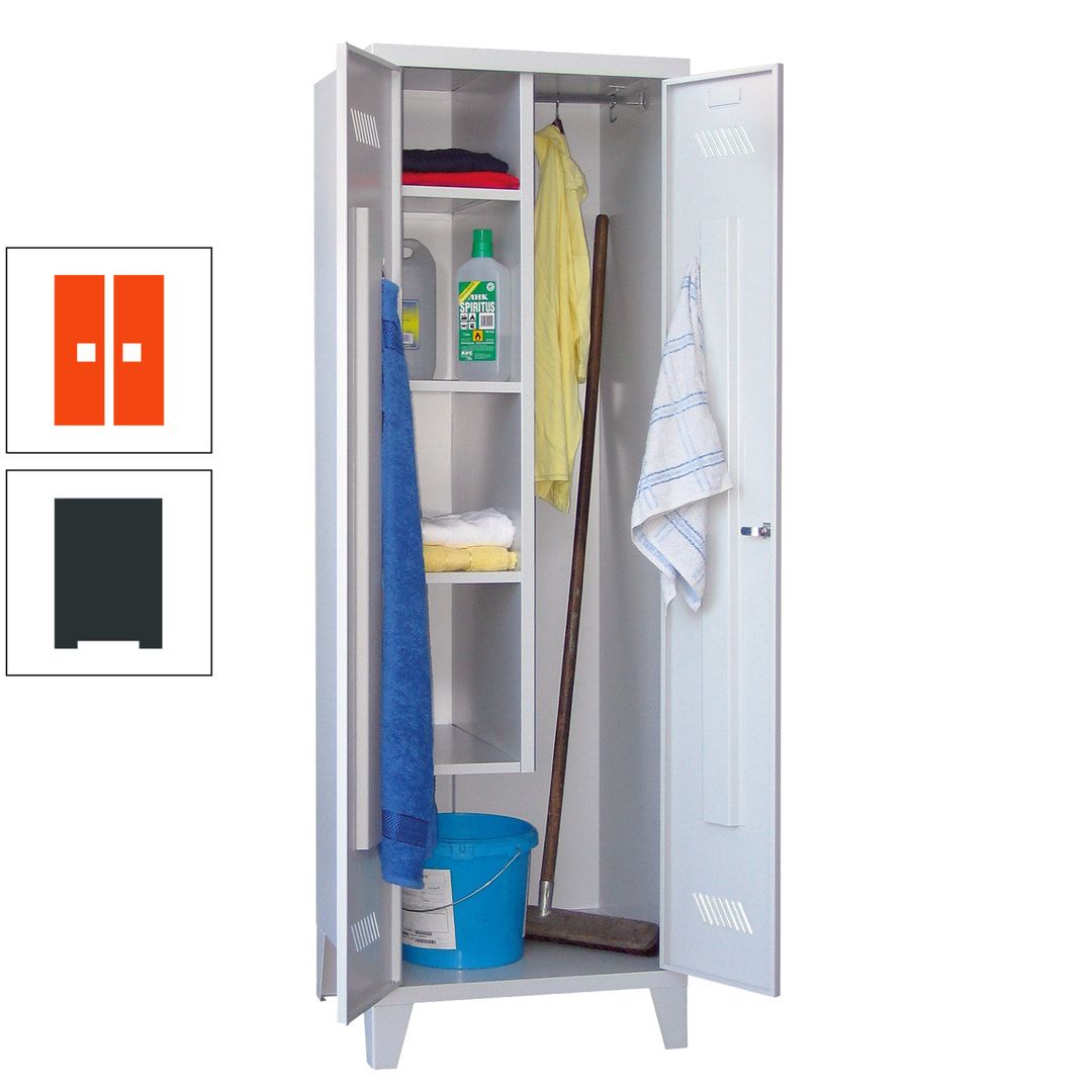 Putzschrank mit Füßen - 1 Abteil mit Trennwand - 1.850x600x500 mm (HxBxT) - Drehriegel - anthrazitgrau