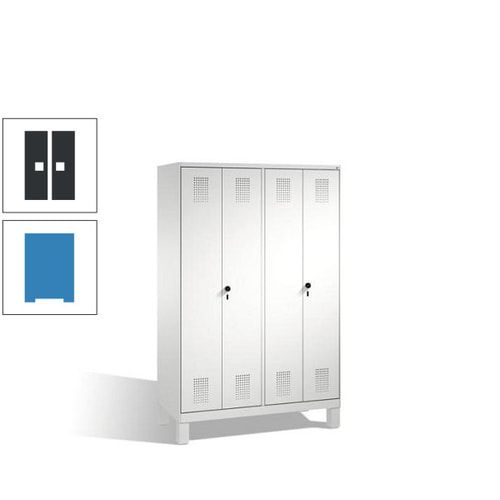 Doppel-Spind, Doppeltüren, Garderobenschrank mit Füßen, 4 Abteile a 300 mm, Korpus anthrazitgrau, Tür anthrazitgrau, 1.850 x 1.200 x 500 mm (HxBxT)