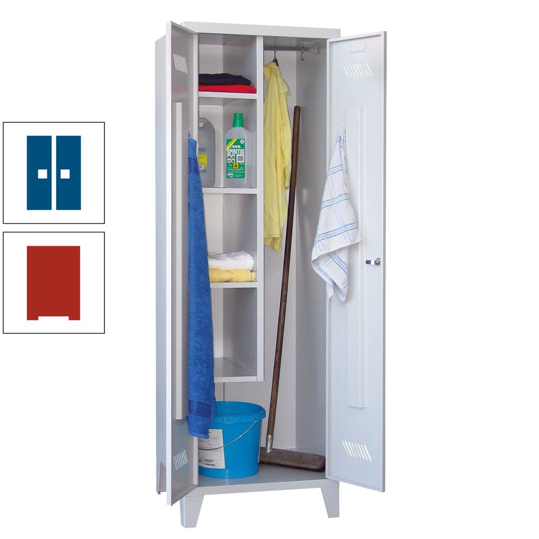 Putzschrank mit Füßen - 1 Abteil mit Trennwand - 1.850x600x500 mm (HxBxT) - Drehriegel - anthrazitgrau
