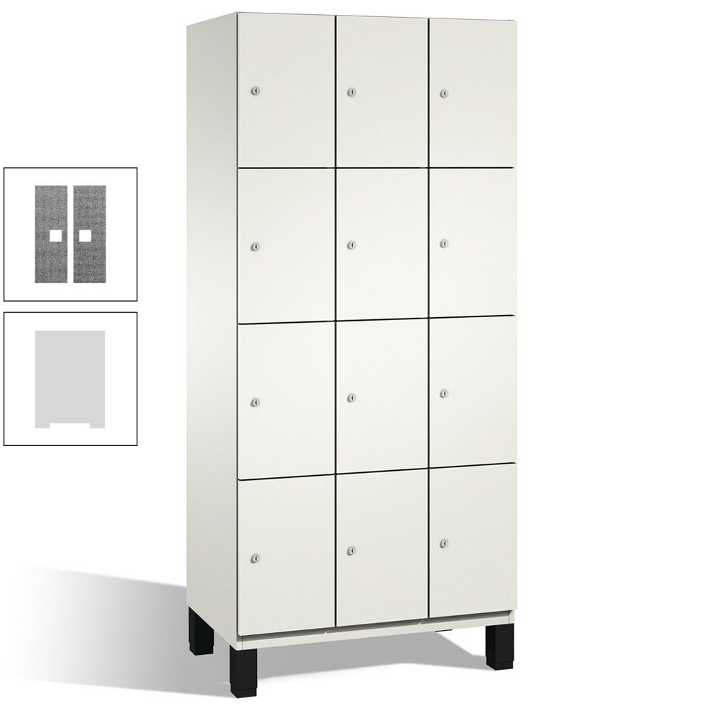 Fächerschrank, Stahlschrank, 12 Fächer, Türöffnungsbegrenzer, mit Füßen, Korpus lichtgrau, Tür anthrazitgrau, 1.980 x 900 x 525 mm (HxBxT)